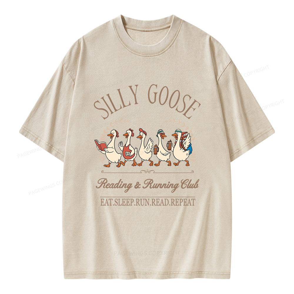 Pagewings  Silly Goose Reading And Running Club Unisex Washed T-shirt
