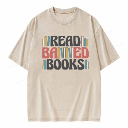Pagewings Read Banned Books Unisex Washed T-shirt