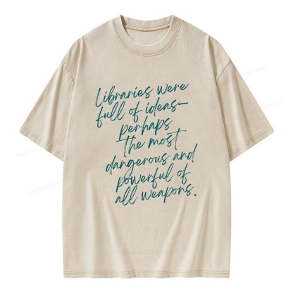 Pagewings Libraries Were Full Of Ideas Unisex Washed T-shirt