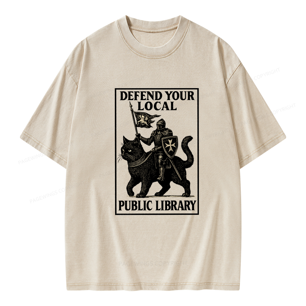 Pagewings Defend Your Local Library Unisex Washed T-shirt
