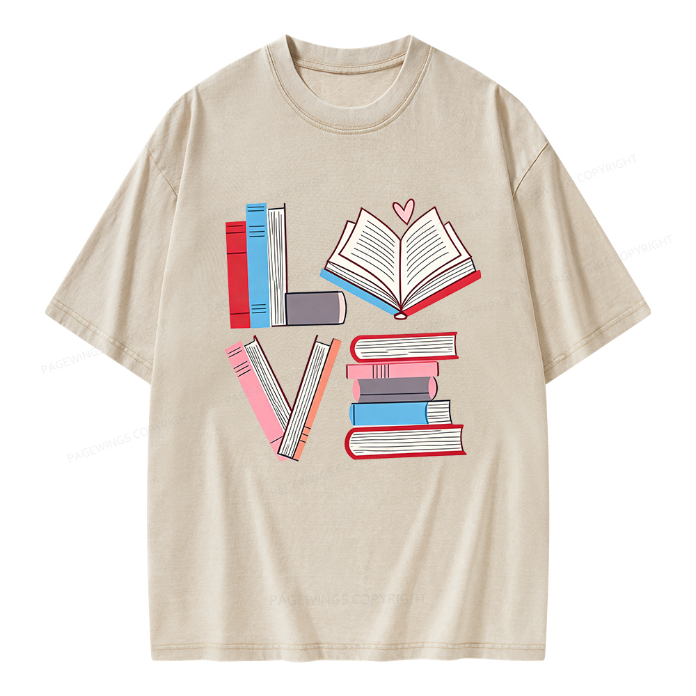 Pagewings  Books Lovers Valentines Unisex Washed T-shirt