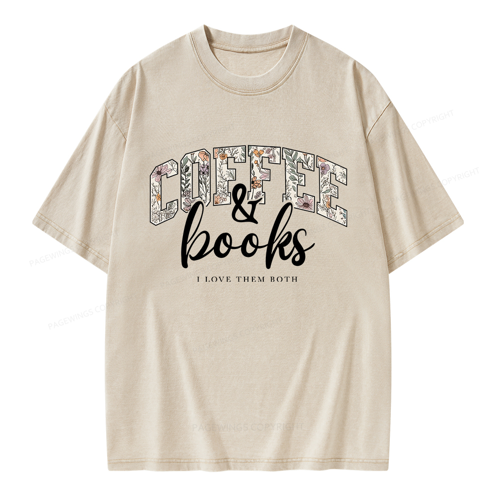 Pagewings Coffee And Books Unisex Washed T-shirt