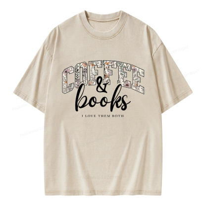 Pagewings Coffee And Books Unisex Washed T-shirt