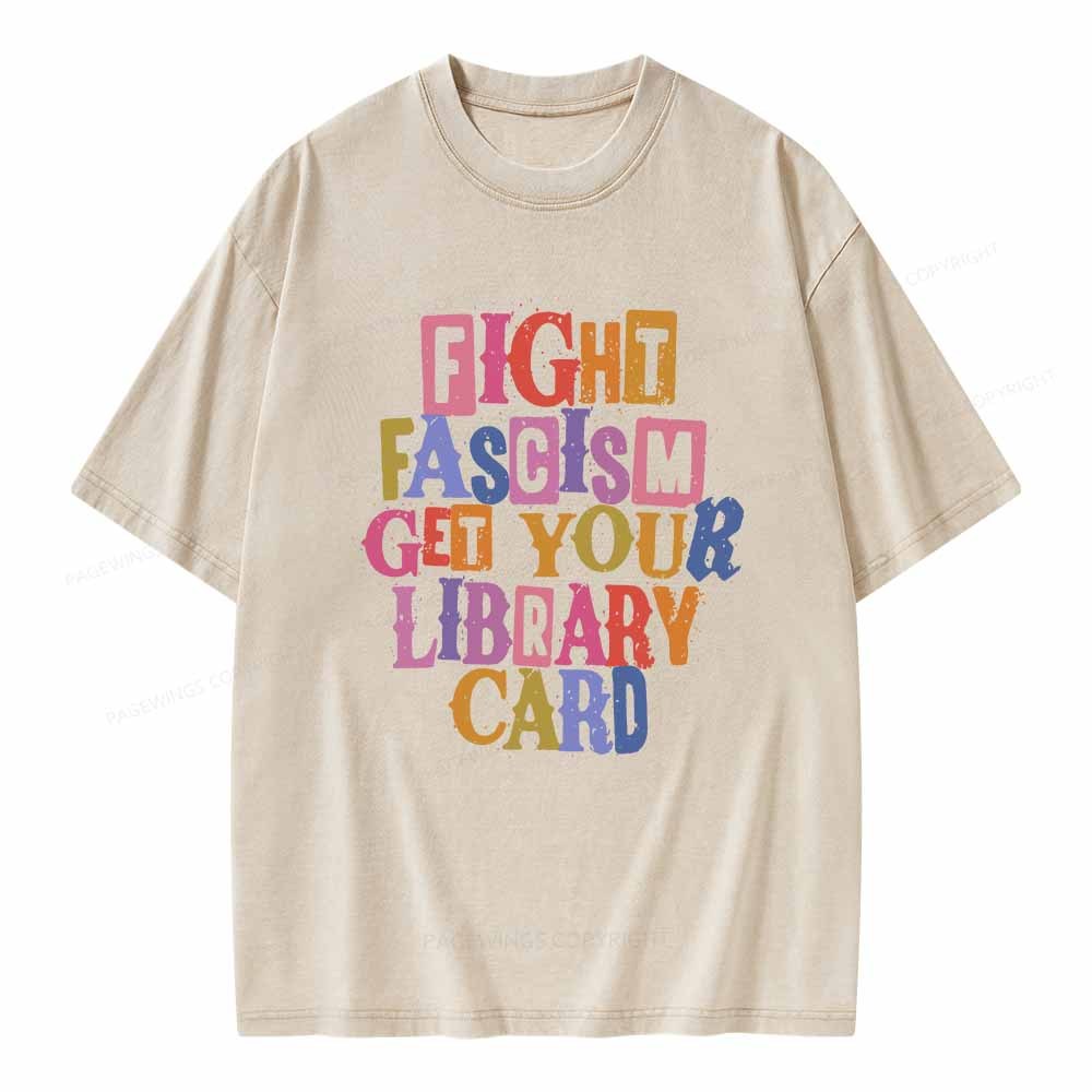 Pagewings Get Your Library Card Unisex Washed T-shirt