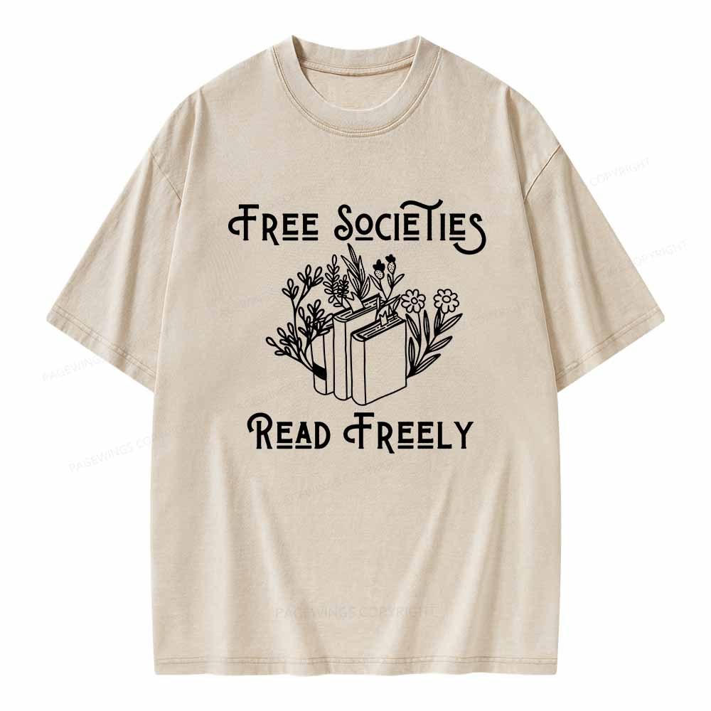 Pagewings Free Societies Read Freely Shirt Unisex Washed T-shirt