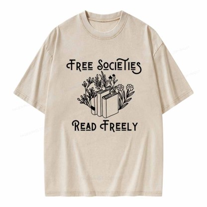 Pagewings Free Societies Read Freely Shirt Unisex Washed T-shirt