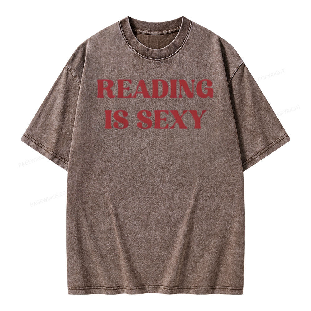 Pagewings Reading Is Sexy Shirt, Book Lover Shirt Unisex Washed T-shirt
