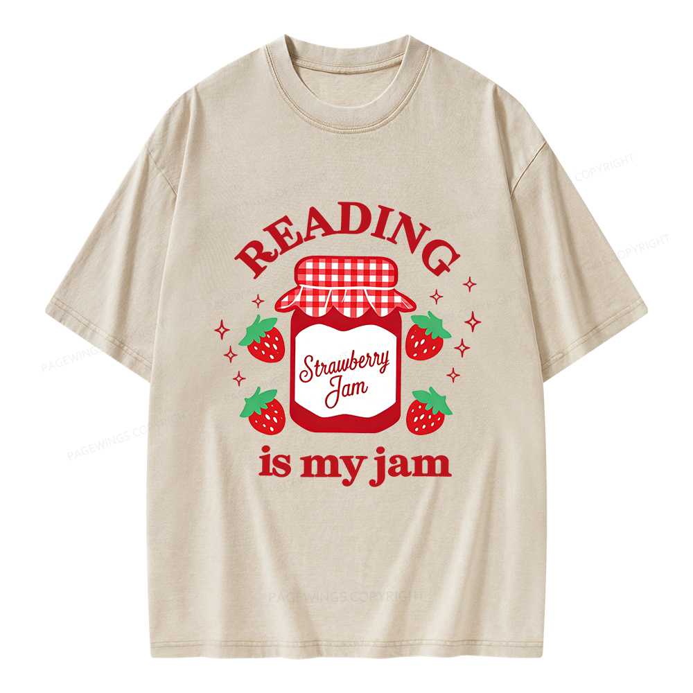 Pagewings Valentines Day Reading is My Jam Unisex Washed T-shirt