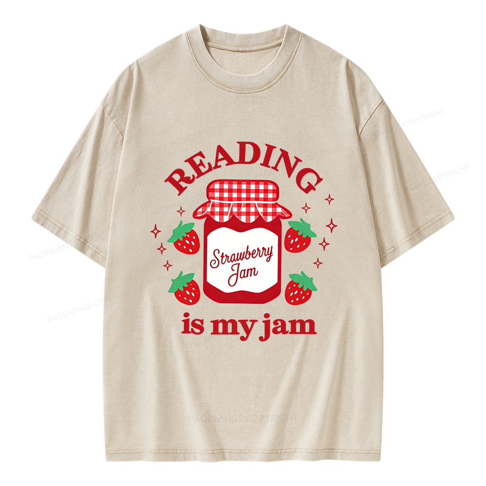 Pagewings Valentines Day Reading is My Jam Unisex Washed T-shirt