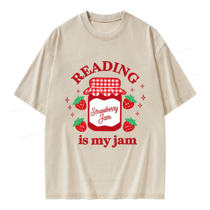 Pagewings Valentines Day Reading is My Jam Unisex Washed T-shirt