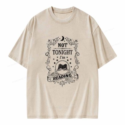 Pagewings Not Tonight Reading Unisex Washed T-shirt