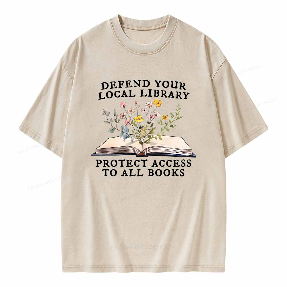Pagewings Books Save Lives Protect Libraries Unisex Washed T-shirt