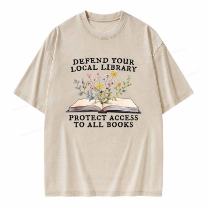 Pagewings Books Save Lives Protect Libraries Unisex Washed T-shirt