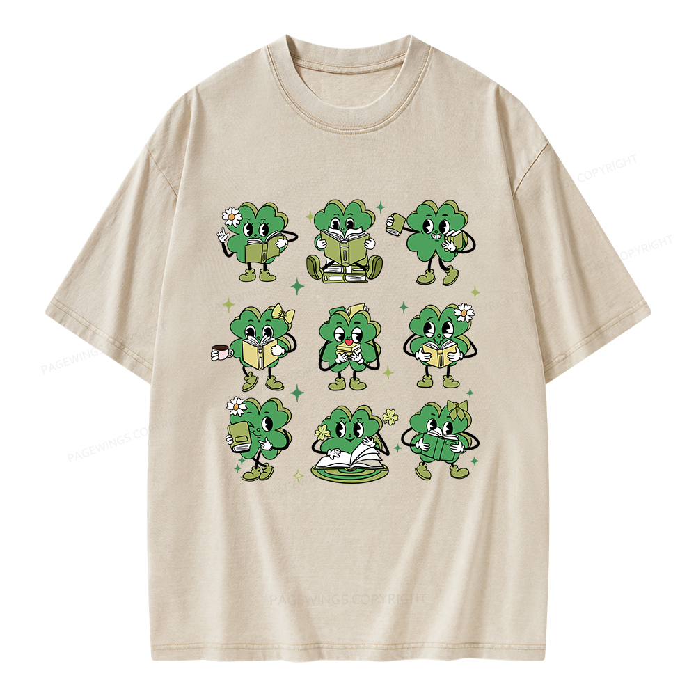 Pagewings St Patrick Day Reading Unisex Washed T-shirt