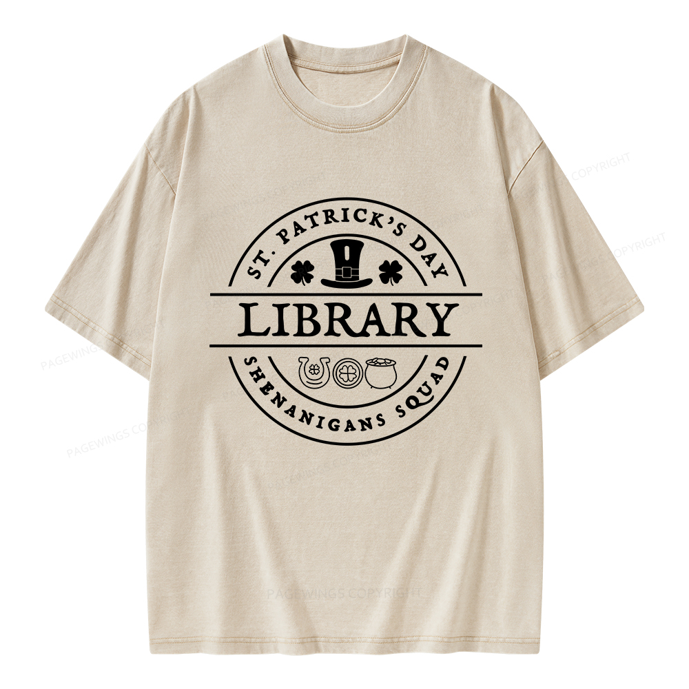Pagewings St. Patrick's Day Library Unisex Washed T-shirt