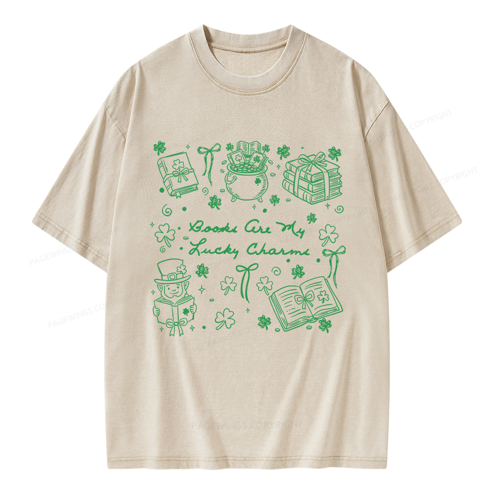 Pagewings St. Patrick’s Day Book Lover Unisex Washed T-shirt