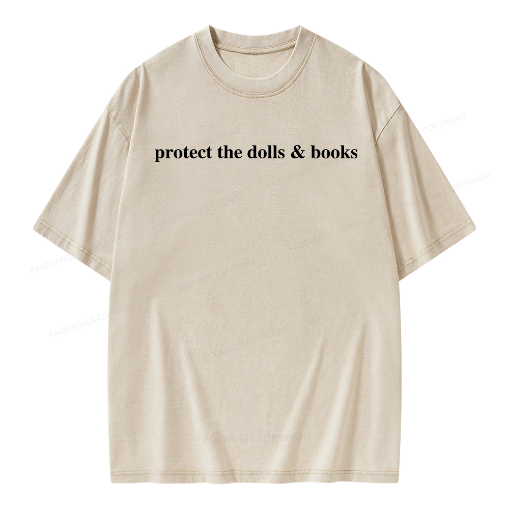 Pagewings Protect The Dolls And Books Unisex Washed T-shirt