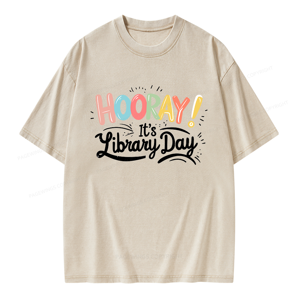 Pagewings Library Day Unisex Washed T-shirt
