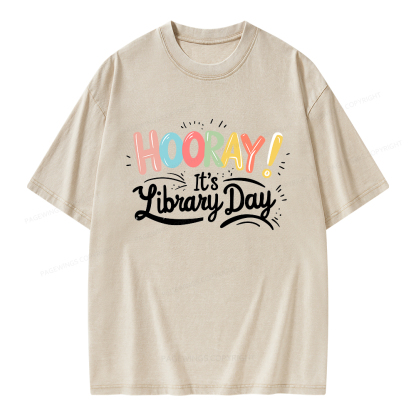 Pagewings Library Day Unisex Washed T-shirt