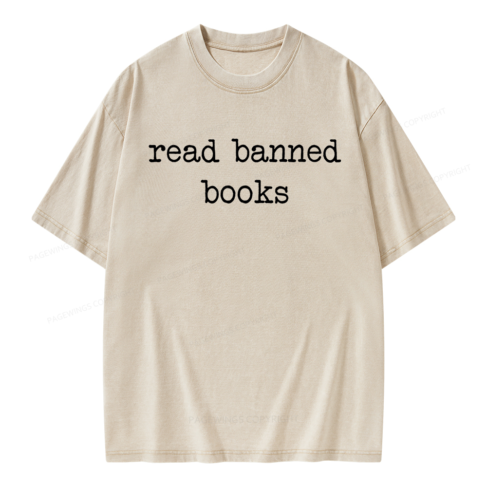 Pagewings Read Banned Books Unisex Washed T-shirt