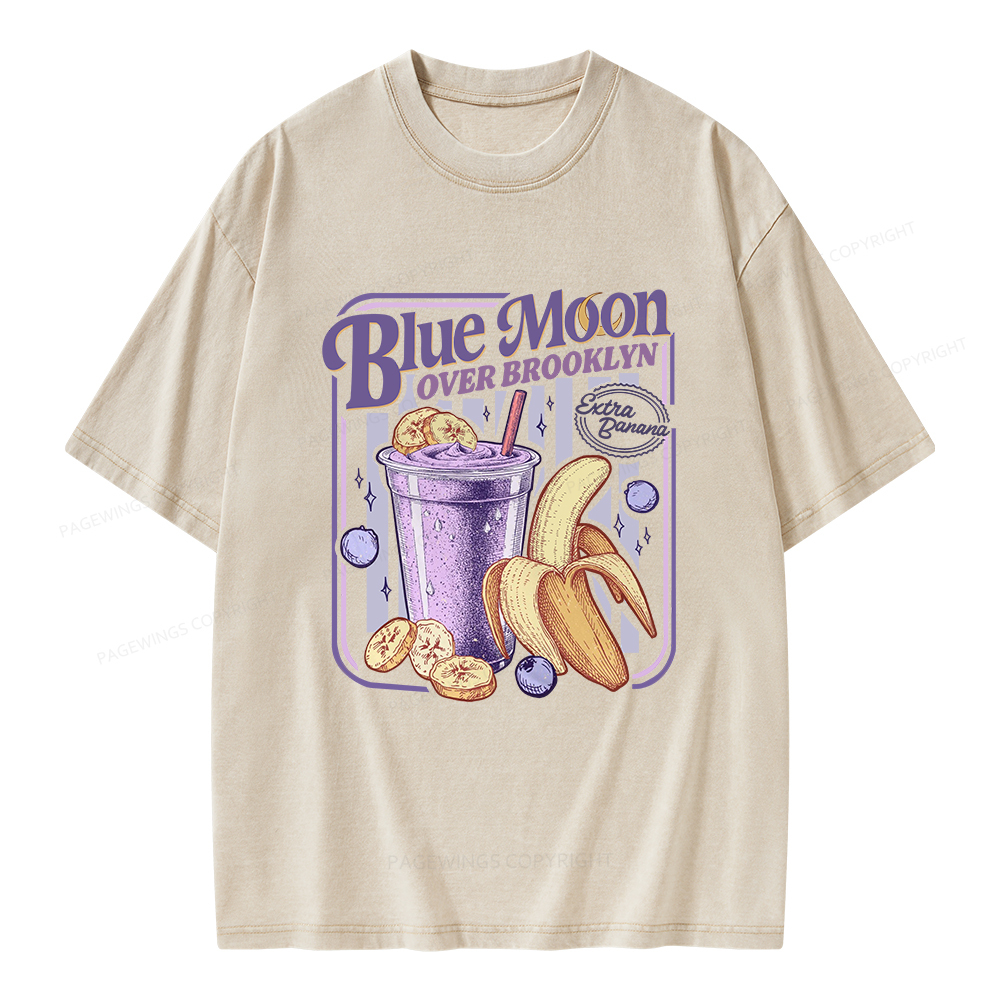 Pagewings Blue Moon Over Brooklyn Unisex Washed T-shirt