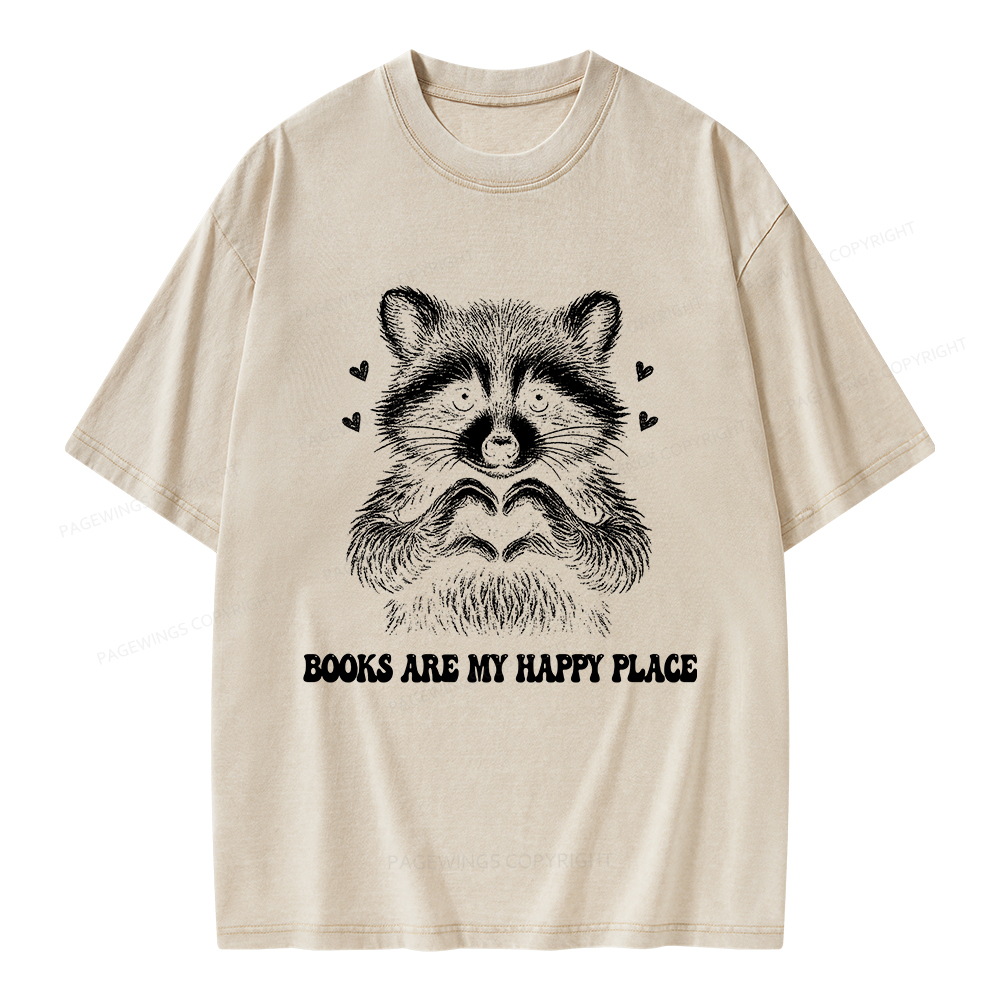 Pagewings Books are My Happy Place Unisex Washed T-shirt
