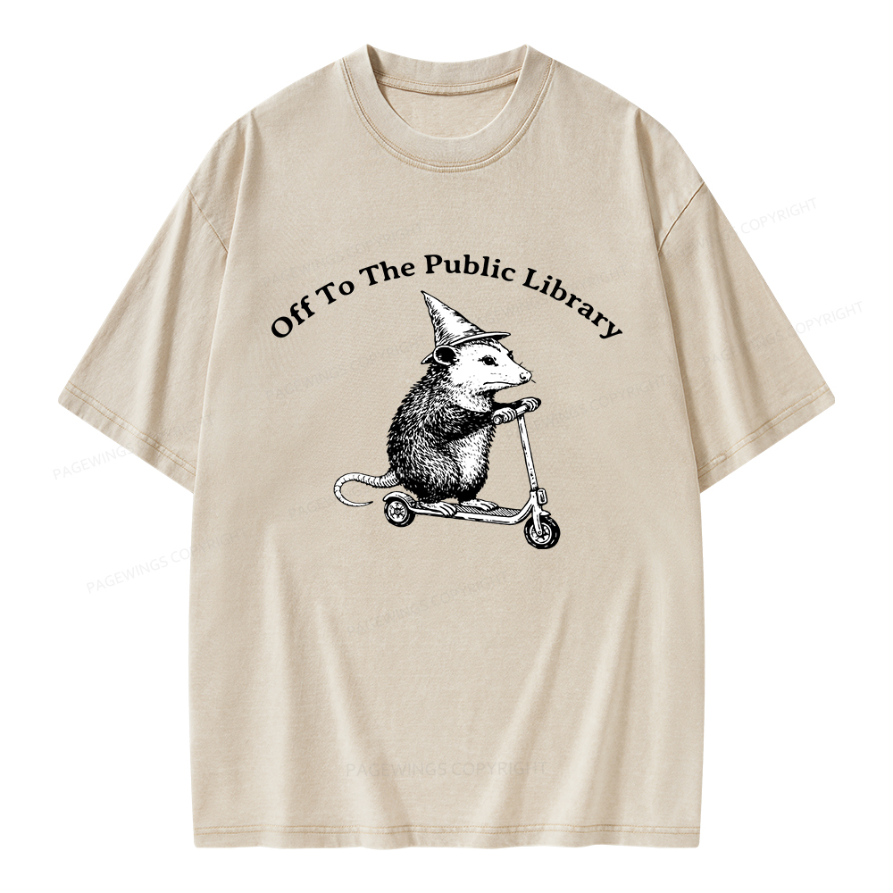 Pagewings Off To The Public Library Unisex Washed T-shirt
