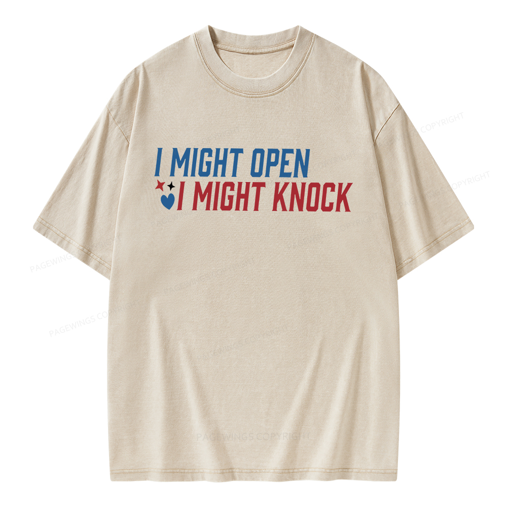 Pagewings I Might Knock Unisex Washed T-shirt