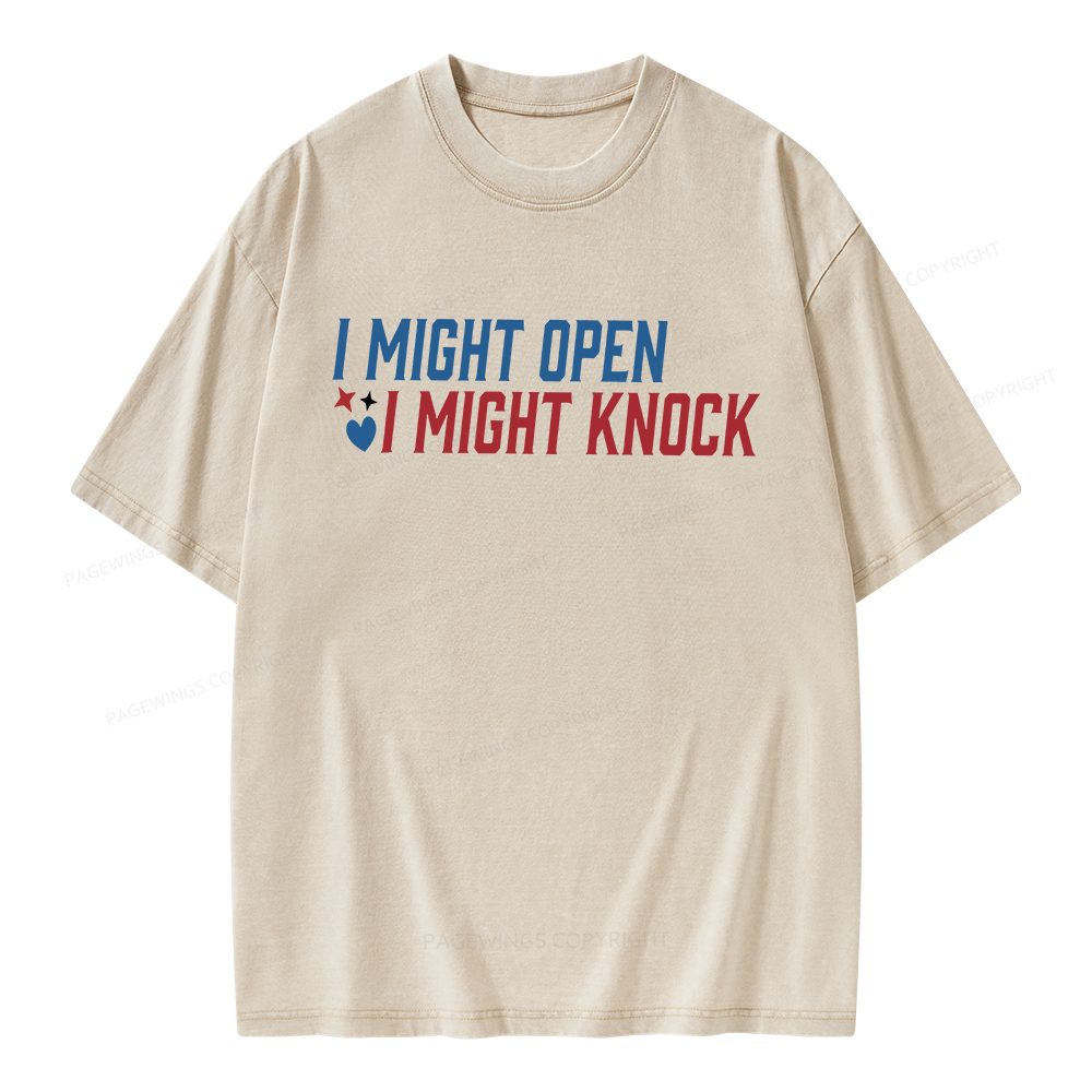 Pagewings I Might Knock Unisex Washed T-shirt