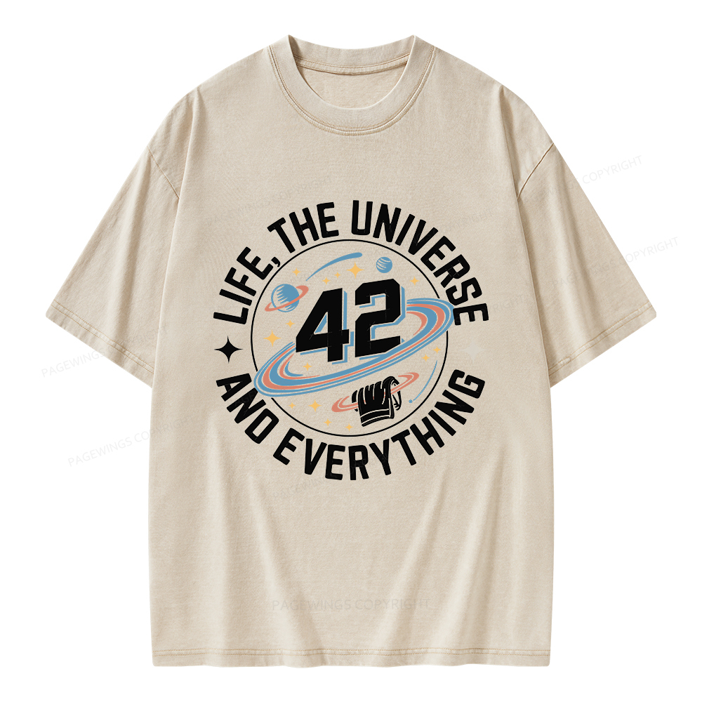 Pagewings Life The Universe And Everything Unisex Washed T-shirt