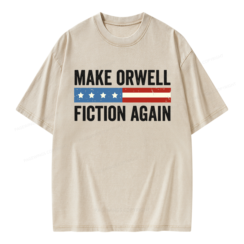 Pagewings Make Orwell Fiction Again Unisex Washed T-shirt