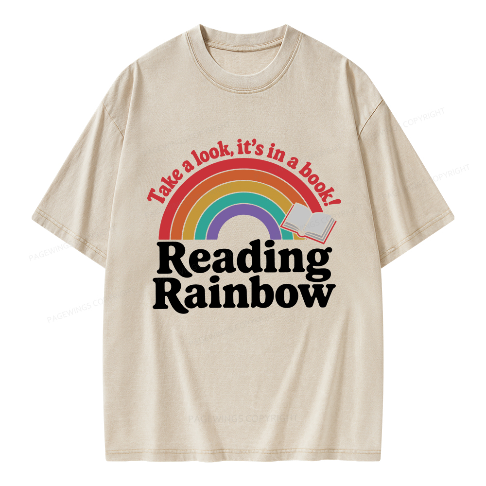 Pagewings Reading With Rainbow Unisex Washed T-shirt