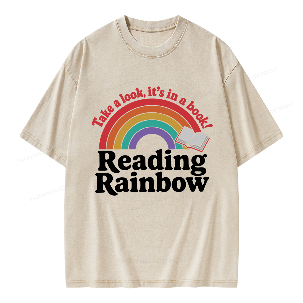 Pagewings Reading With Rainbow Unisex Washed T-shirt