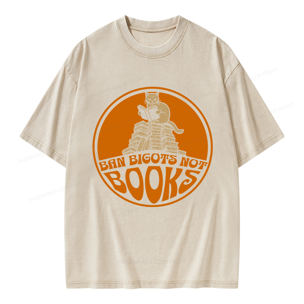 Pagewings Ban Bigots Not Books Unisex Washed T-shirt
