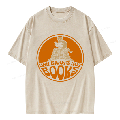 Pagewings Ban Bigots Not Books Unisex Washed T-shirt