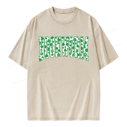 Pagewings St. Patricks Day Bookworm Unisex Washed T-shirt