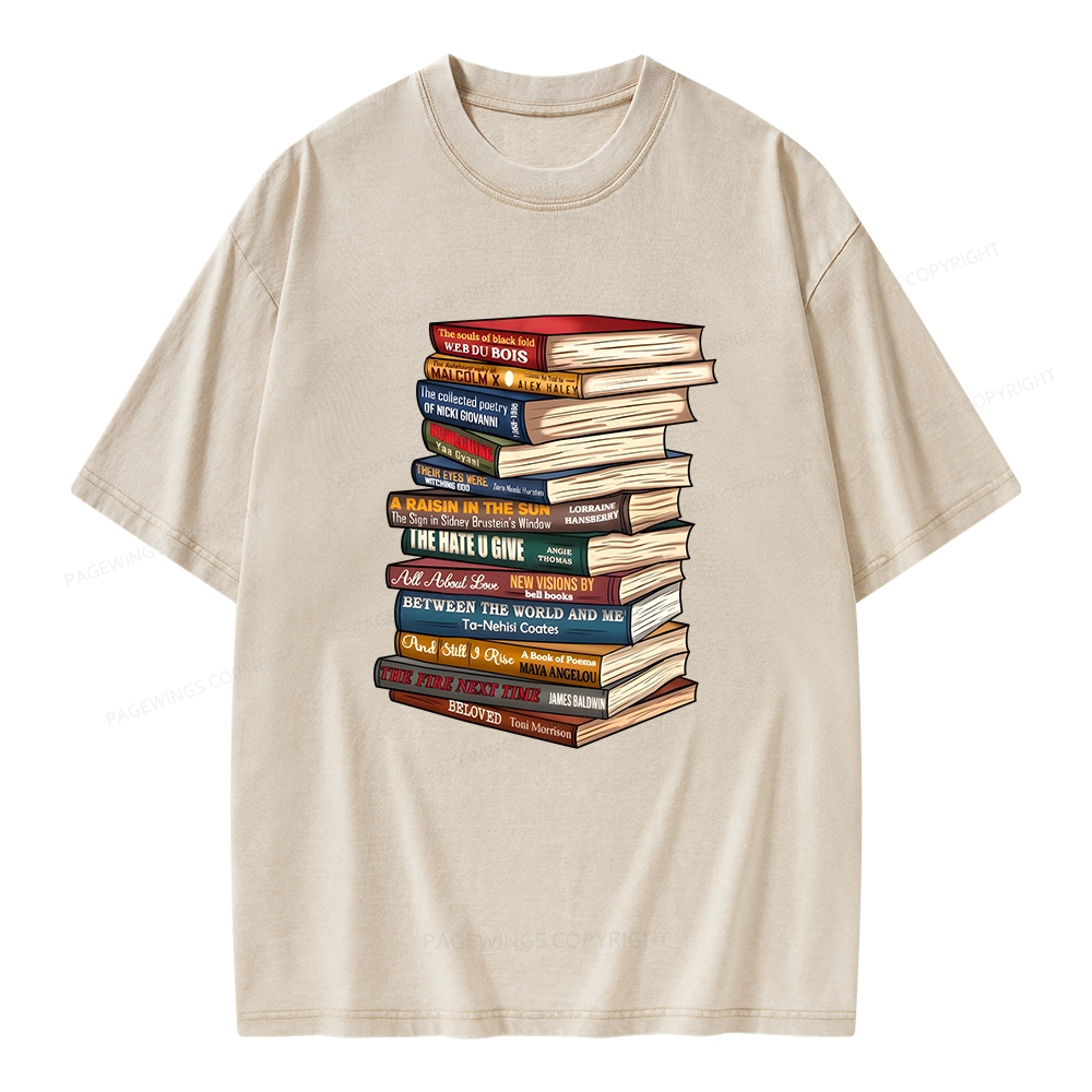 Pagewings Black History Month Books Unisex Washed T-shirt