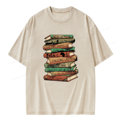 Pagewings Black History Month Books Unisex Washed T-shirt
