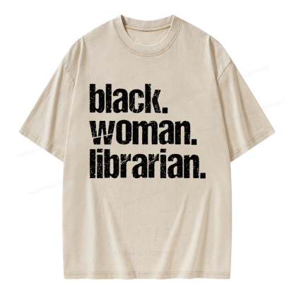 Pagewings Black Woman Librarian Unisex Washed T-shirt