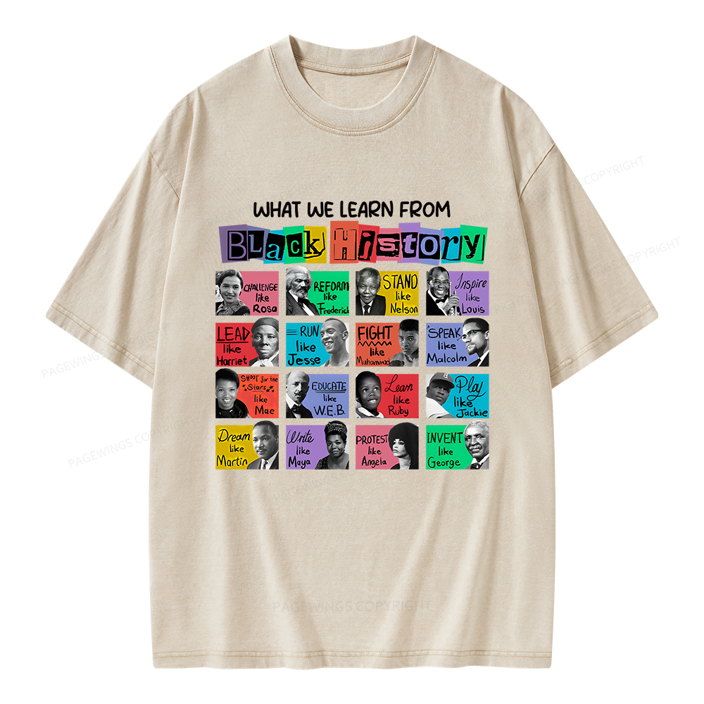 Pagewings What We Learn From Black History Unisex Washed T-shirt