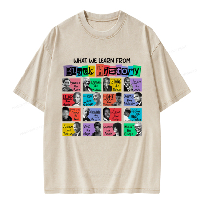Pagewings What We Learn From Black History Unisex Washed T-shirt