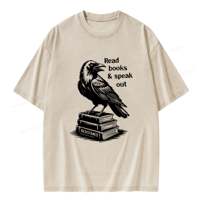 Pagewings Read Books Speak Out Unisex Washed T-shirt