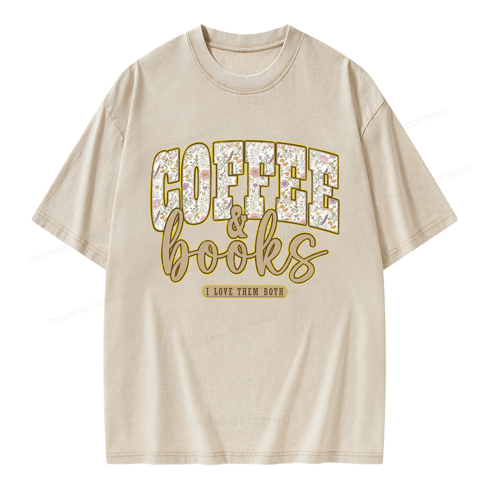 Pagewings Coffee and Books Unisex Washed T-shirt