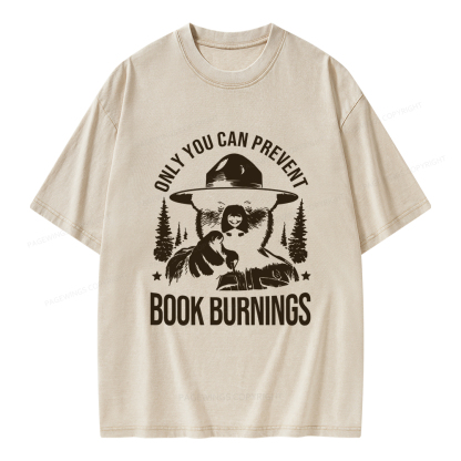 Pagewings Only You Can Prevent Book Burnings Unisex Washed T-shirt