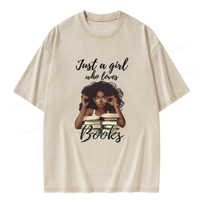 Pagewings Black Girl Reading Unisex Washed T-shirt