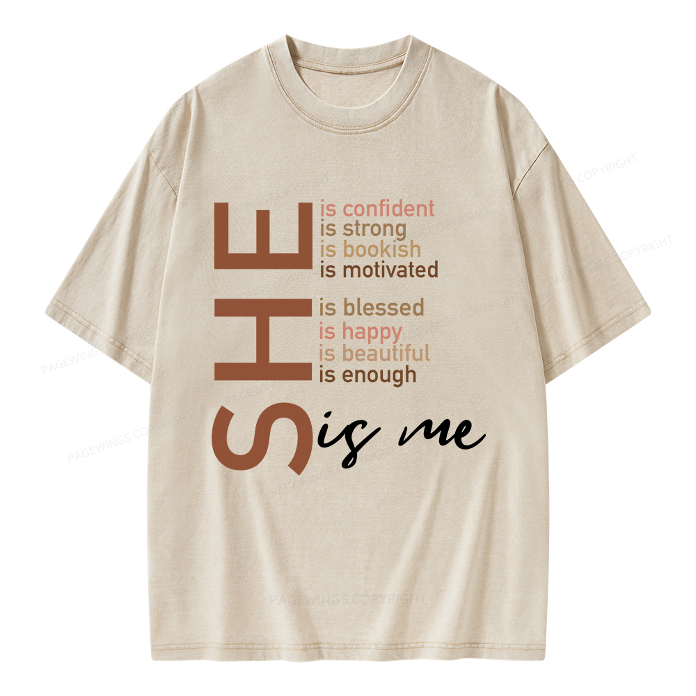 Pagewings Black Women She Is Me Unisex Washed T-shirt