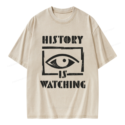 Pagewings History Is Watching Unisex Washed T-shirt