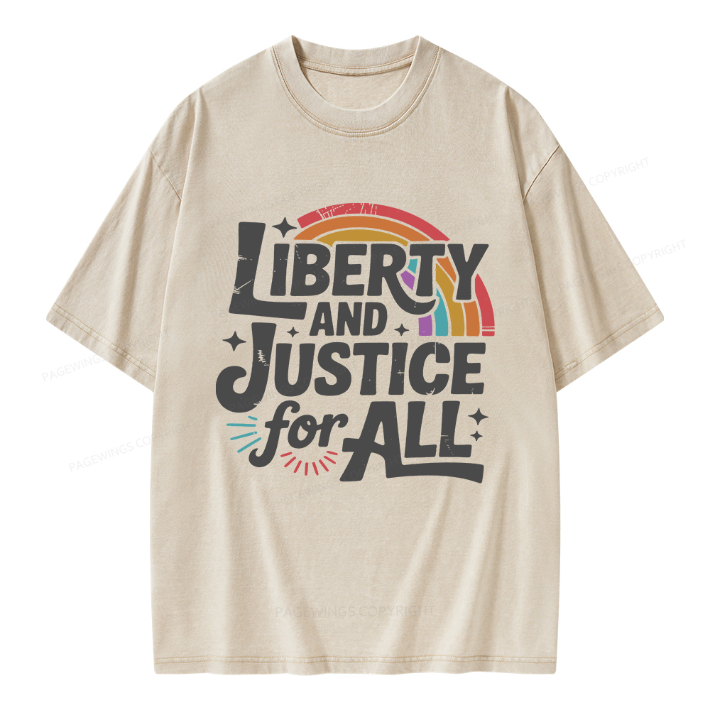 Pagewings Liberty And Justice For All Unisex Washed T-shirt