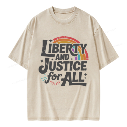 Pagewings Liberty And Justice For All Unisex Washed T-shirt