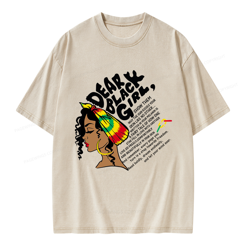 Pagewings Dear Black Girl Unisex Washed T-shirt